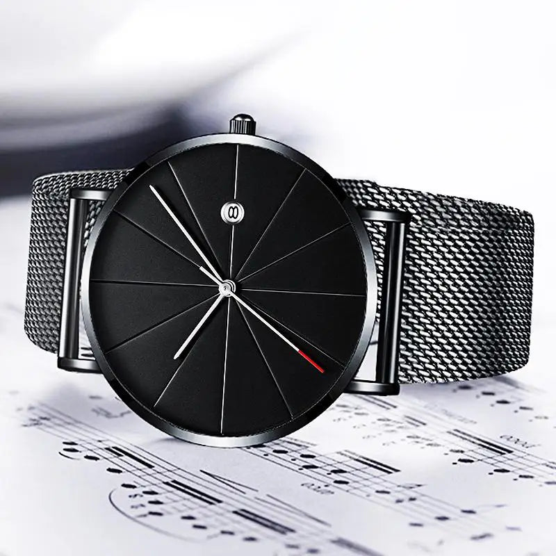 Mens Stainless Steel Watch Simple Style Minimalist Leisure Quartz Wristwatch Calendar Date Clock Masculino Relogio Fashion Saati