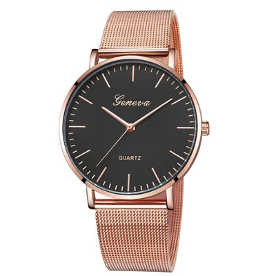 GENEVA Watch Womens Fashion Casual Simple Classic Quartz Relojes Stainless Steel Wristwatch Montre Feminino Relogio Girls Clock