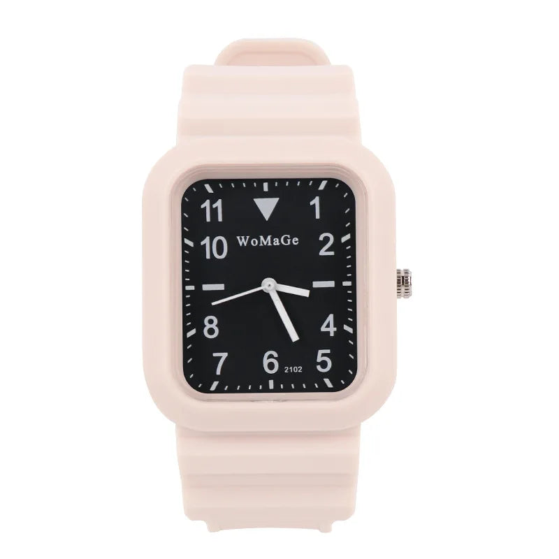Simple Silicone Strap Womens Watch Fashion Quartz Rectangle Dial Watches Ladies Casual Female Clock montre femme saati
