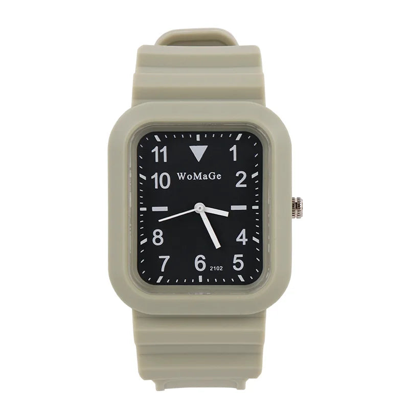 Simple Silicone Strap Womens Watch Fashion Quartz Rectangle Dial Watches Ladies Casual Female Clock montre femme saati