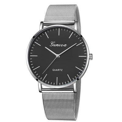 GENEVA Watch Womens Fashion Casual Simple Classic Quartz Relojes Stainless Steel Wristwatch Montre Feminino Relogio Girls Clock