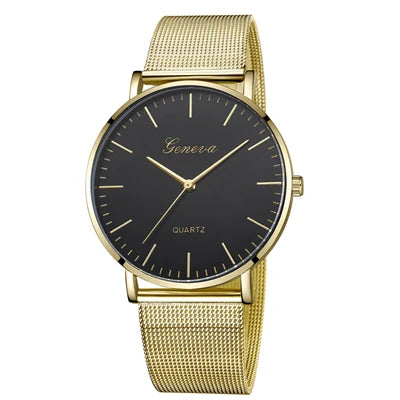 GENEVA Watch Womens Fashion Casual Simple Classic Quartz Relojes Stainless Steel Wristwatch Montre Feminino Relogio Girls Clock