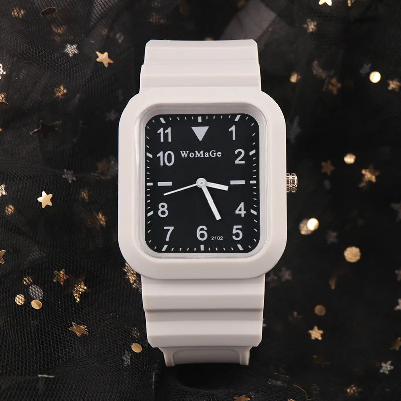 Simple Silicone Strap Womens Watch Fashion Quartz Rectangle Dial Watches Ladies Casual Female Clock montre femme saati