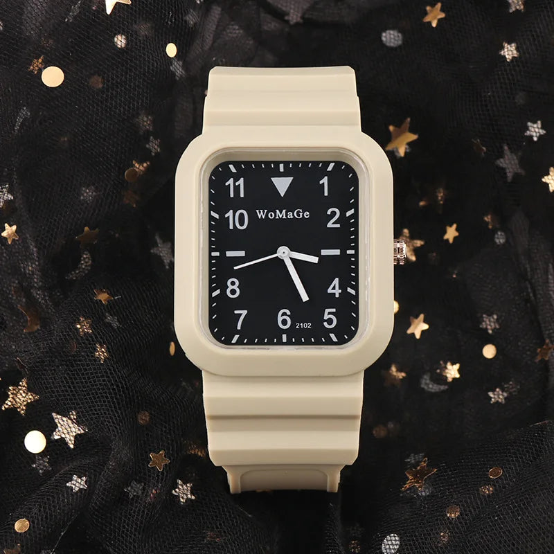 Simple Silicone Strap Womens Watch Fashion Quartz Rectangle Dial Watches Ladies Casual Female Clock montre femme saati