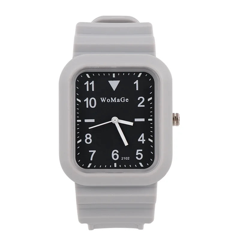 Simple Silicone Strap Womens Watch Fashion Quartz Rectangle Dial Watches Ladies Casual Female Clock montre femme saati