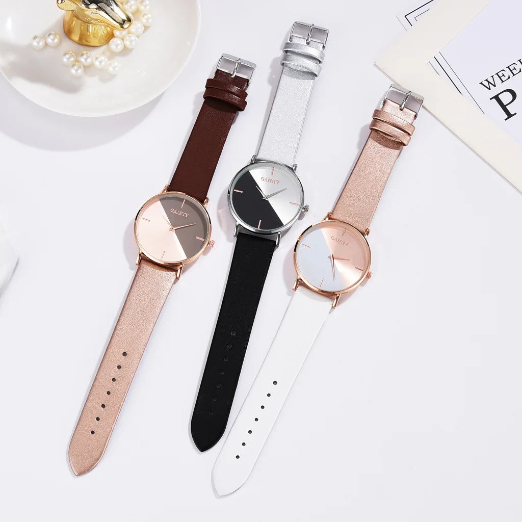 Female Women Watches Minimalist Leather Rose Gold Clock Simple Design Elegant Mix Color Wristwatch Fashion Ladies Quartz Relojes