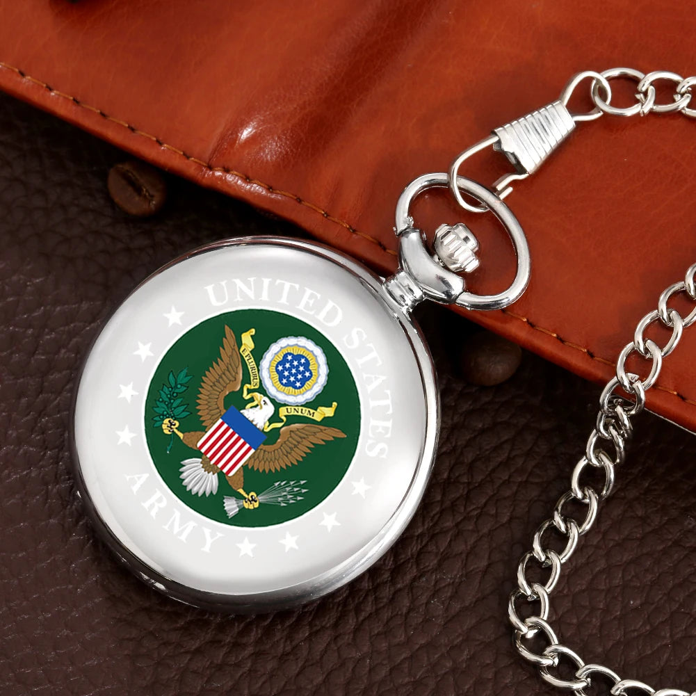 Vintage US Army Eagle Waist Chain Pendant Quartz Pocket Watch Best Collectible Souvenir Gift for Male Men Female KIds Relógio