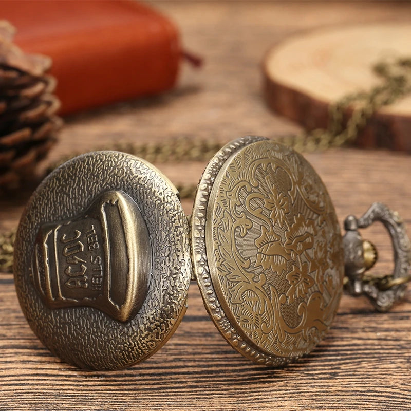 Retro Vintage ACDC Hells Bell Theme  Pendant Quartz Pocket WatchFor Men Children Gifts Masculino Relogio
