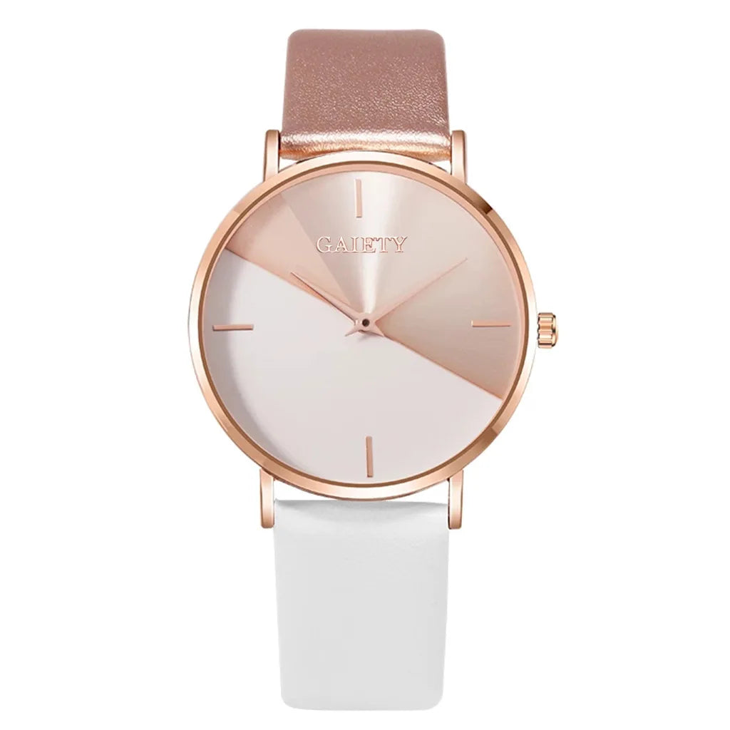 Female Women Watches Minimalist Leather Rose Gold Clock Simple Design Elegant Mix Color Wristwatch Fashion Ladies Quartz Relojes