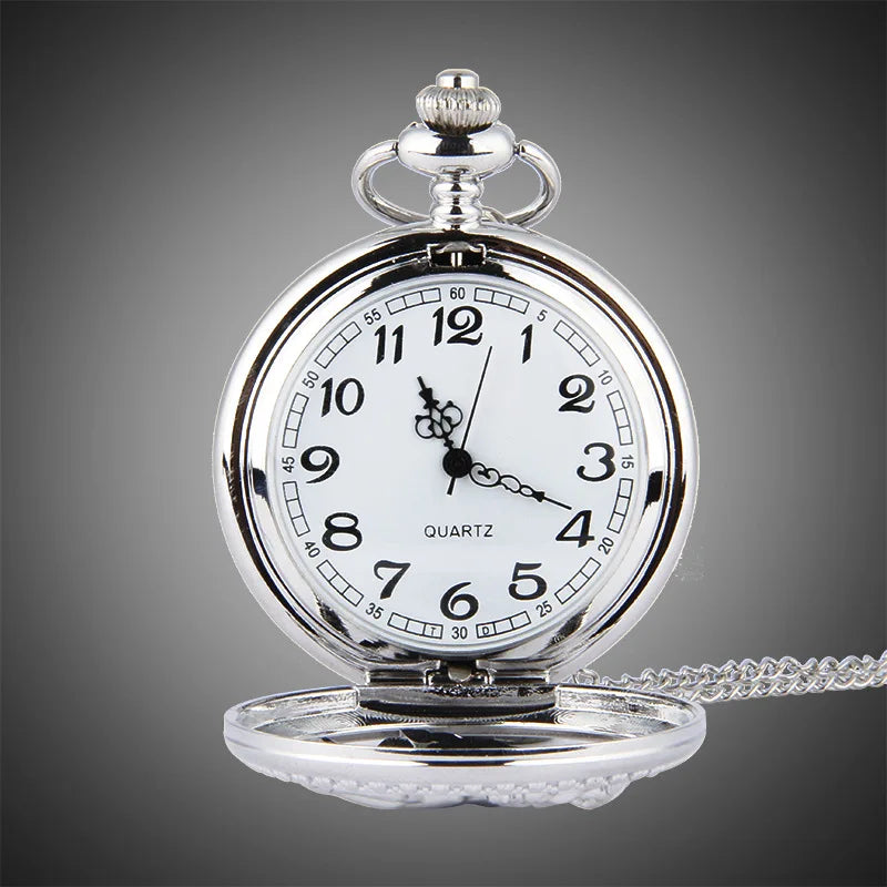 Animal Horse Pocket Watch Mens Male Silver Hollow Elegant Pocketwatch With Chain Masculino Relogio Vintage Dad's Gift Clock