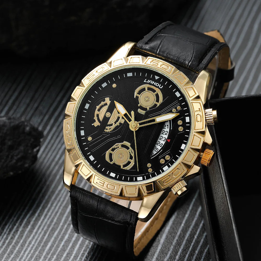 Mens Watches Luxury Exquisite Male Leather Quartz Wristwatch Business Gentle Clock Casual Relogio Masculino Fashion Saati Gift