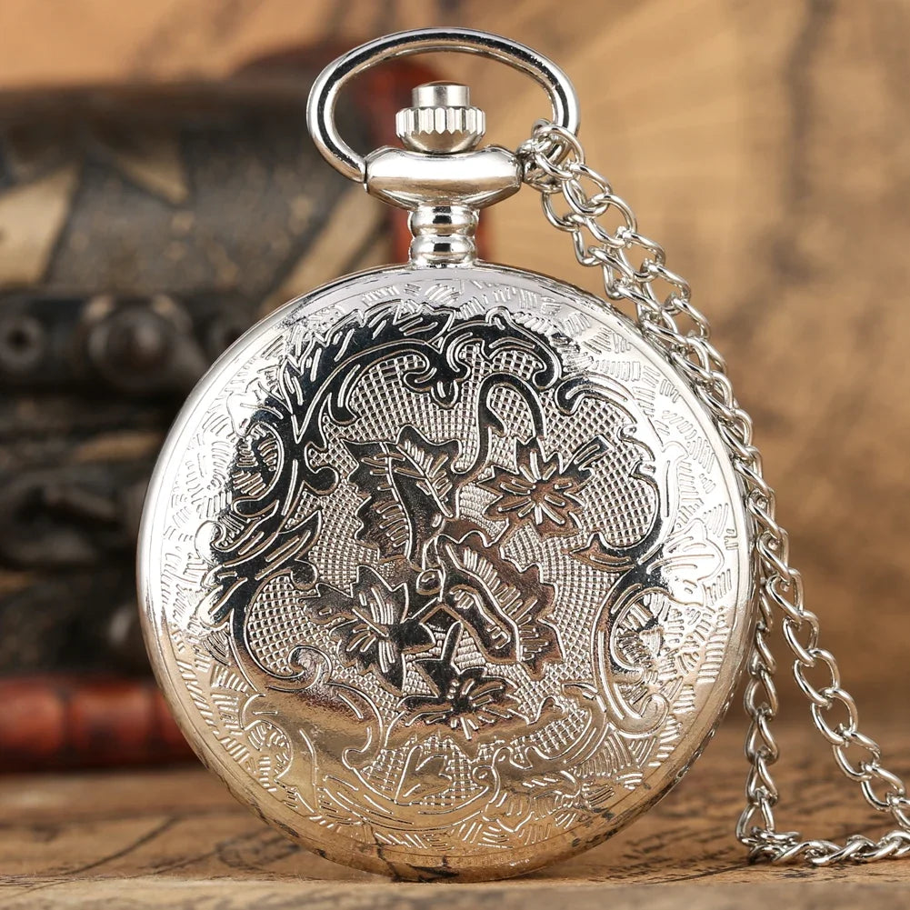Silver Vintage Classic Design Quartz Pocket Watch Men Anchor Souvenir Gift with 80cm Necklace Chain Best Gift Clock Male Relogio