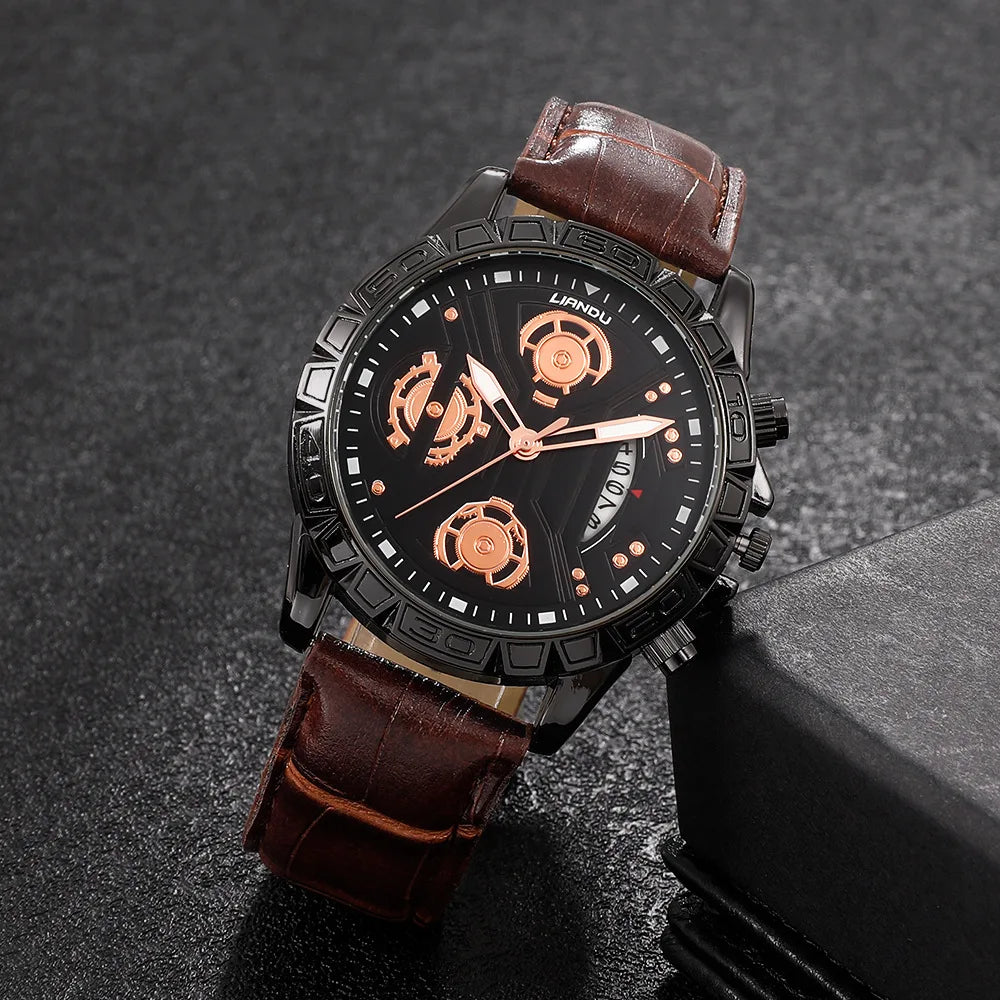 Mens Watches Luxury Exquisite Male Leather Quartz Wristwatch Business Gentle Clock Casual Relogio Masculino Fashion Saati Gift