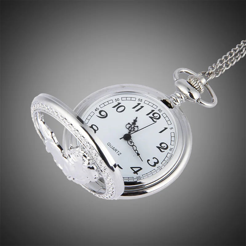 Animal Horse Pocket Watch Mens Male Silver Hollow Elegant Pocketwatch With Chain Masculino Relogio Vintage Dad's Gift Clock