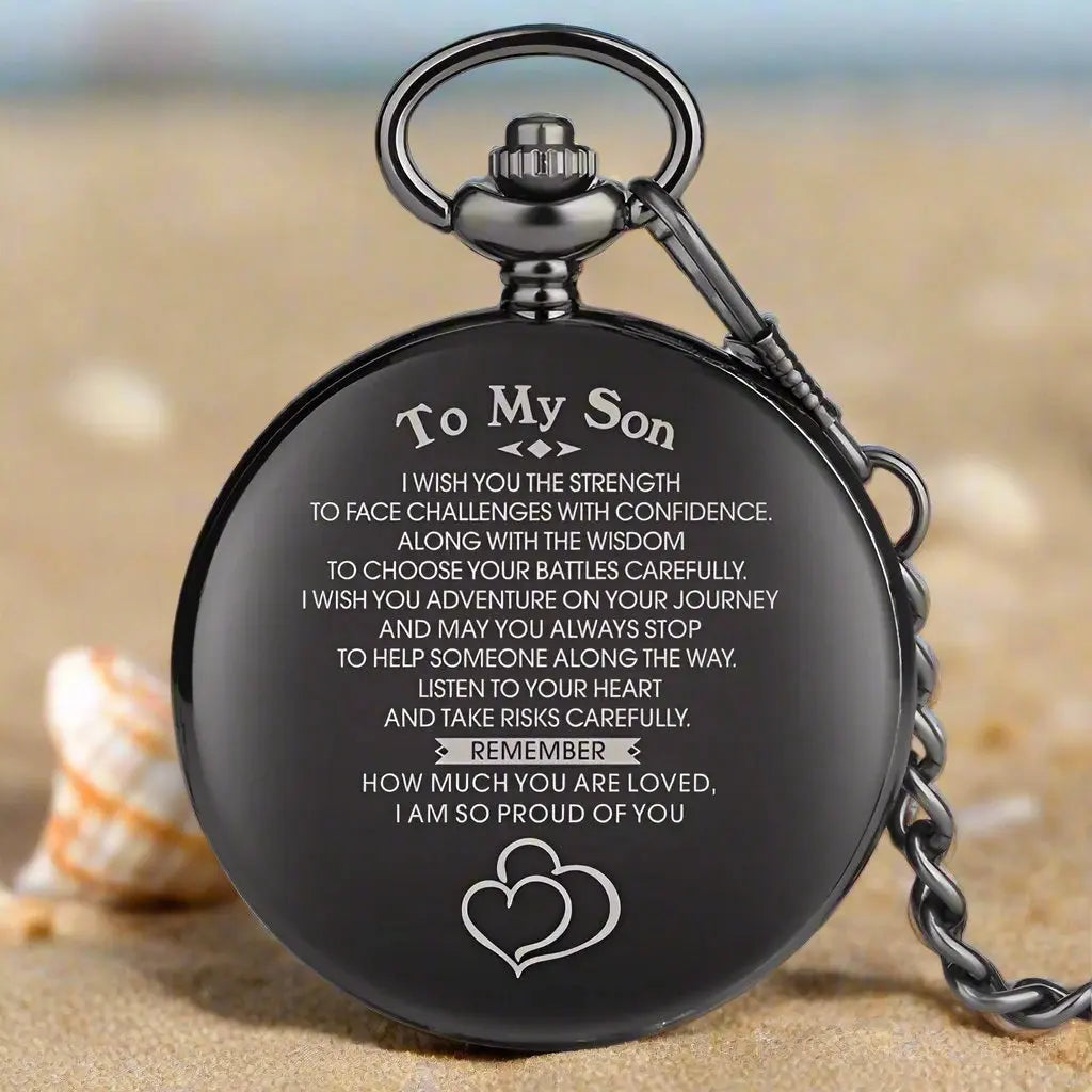 To MY SON Gifts Pocket Watch,High Quality Clock Quartz Waist Chain Pocket Watches Pendant Exquisite Masculino Relogio Best Wish