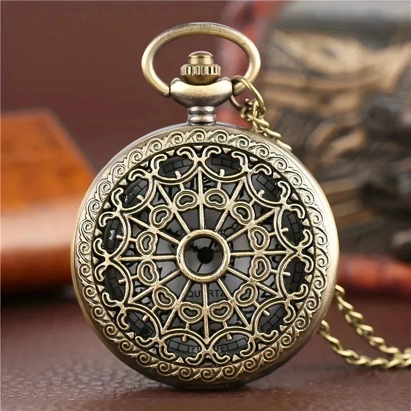Necklace With Pendant Vintage Pocket Watch Hollow Styles Gearwheel Bronze Quartz Watches Casual Clock Best Souvenir Gift Relojes