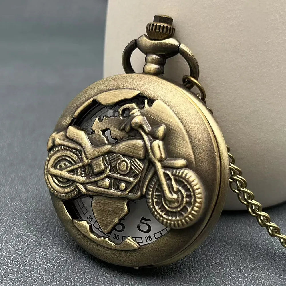 Vintage Bronze Hollow Horse Design Quartz Pocket Watch Necklace Clock Gifts Fashion Men Women Exquisite Retro Watches Relogios