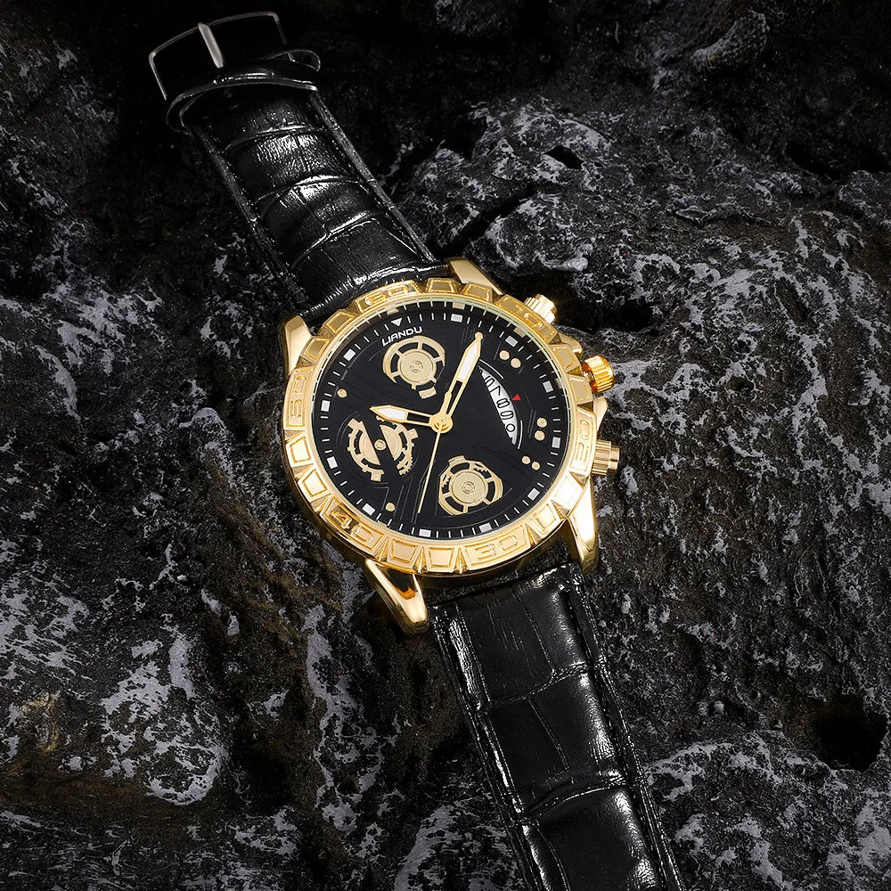 Mens Watches Luxury Exquisite Male Leather Quartz Wristwatch Business Gentle Clock Casual Relogio Masculino Fashion Saati Gift