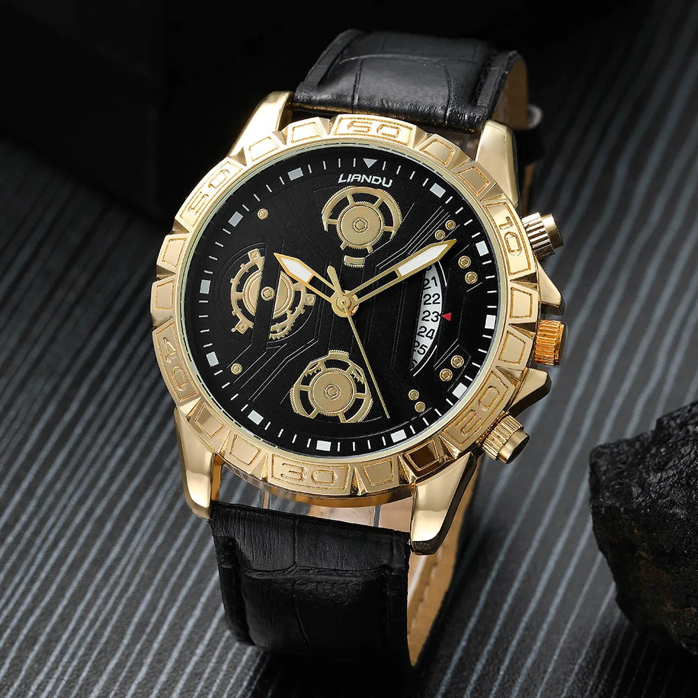 Mens Watches Luxury Exquisite Male Leather Quartz Wristwatch Business Gentle Clock Casual Relogio Masculino Fashion Saati Gift