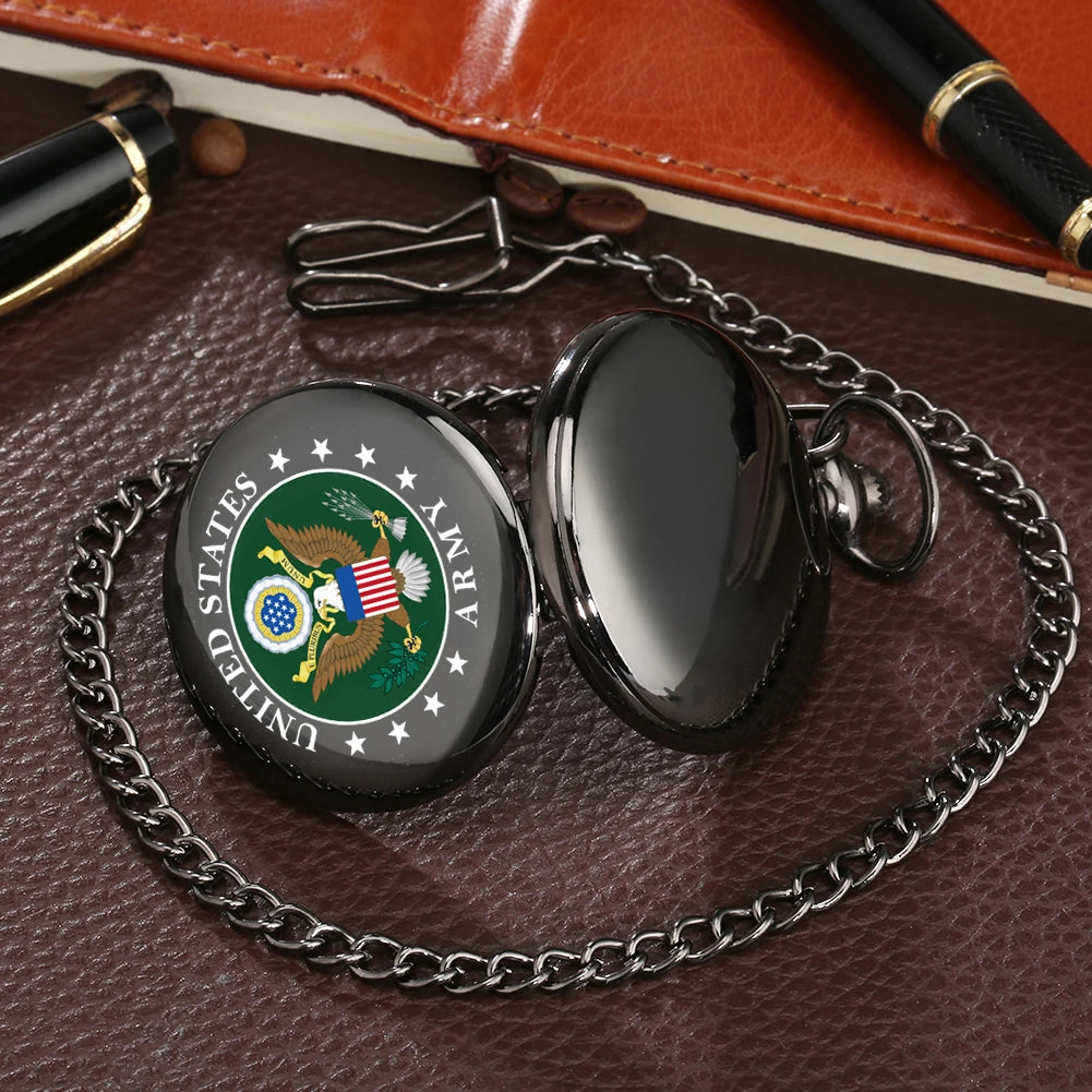 Vintage US Army Eagle Waist Chain Pendant Quartz Pocket Watch Best Collectible Souvenir Gift for Male Men Female KIds Relógio