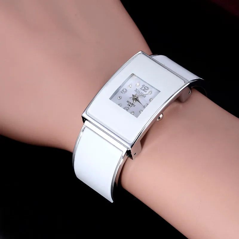 Xinhua Bracelet Women Watch Exquisite Rectangle Rhinestone Ladies Wristwatch Steel Female Clock Relogio Feminino Montre Femme