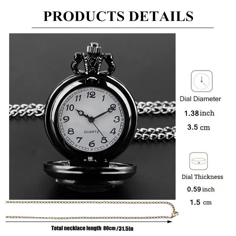 Exquisite Special Pocket Watch With God "All Things Are Possible" Elegant Black Clock With Necklace Chain Lovers Best Gift