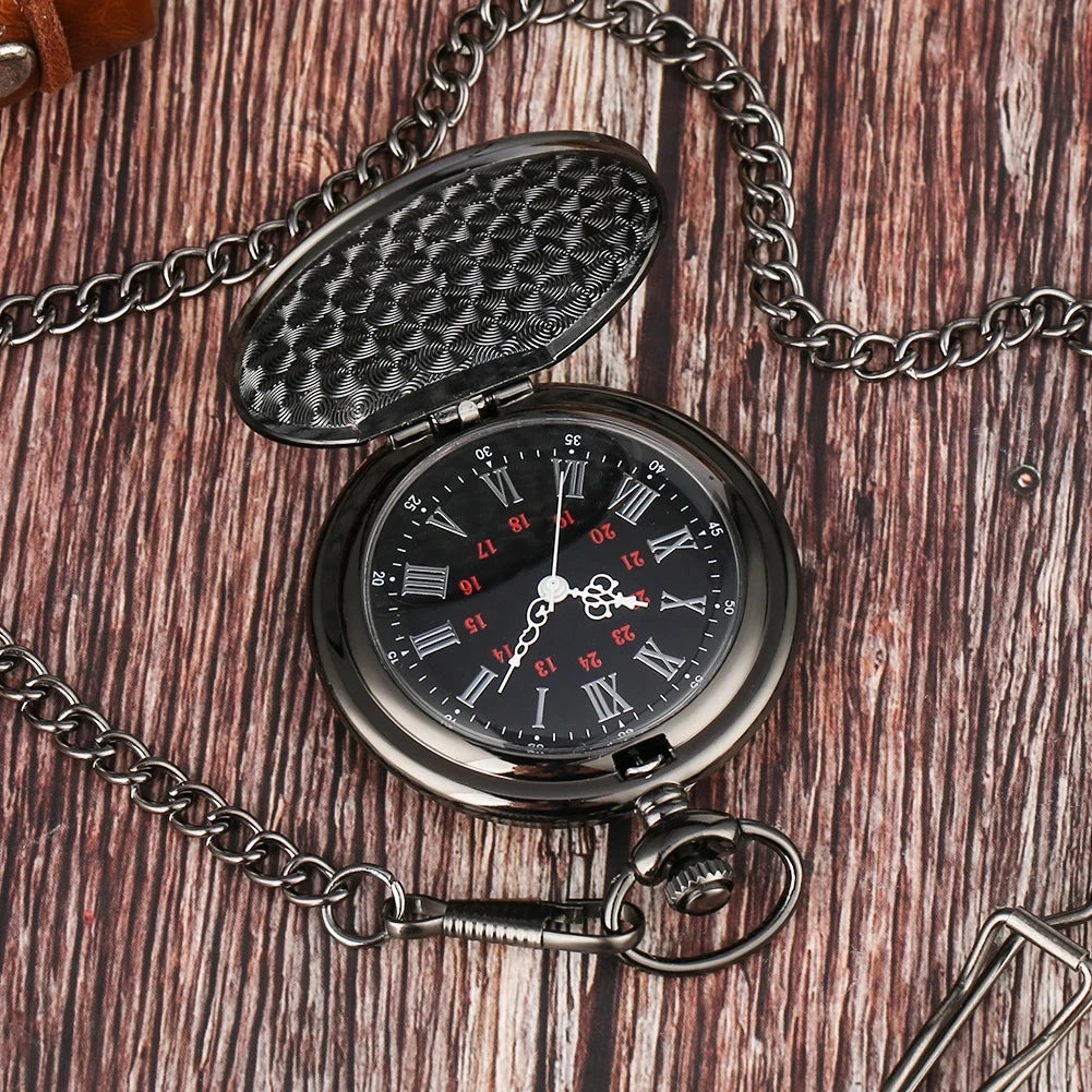 TO MY GRANDSON Gift Vintage Pocket Watch Fashion Quartz Pocket Watch with Chain Love You Forever Men's Clock Exquisite Relojes