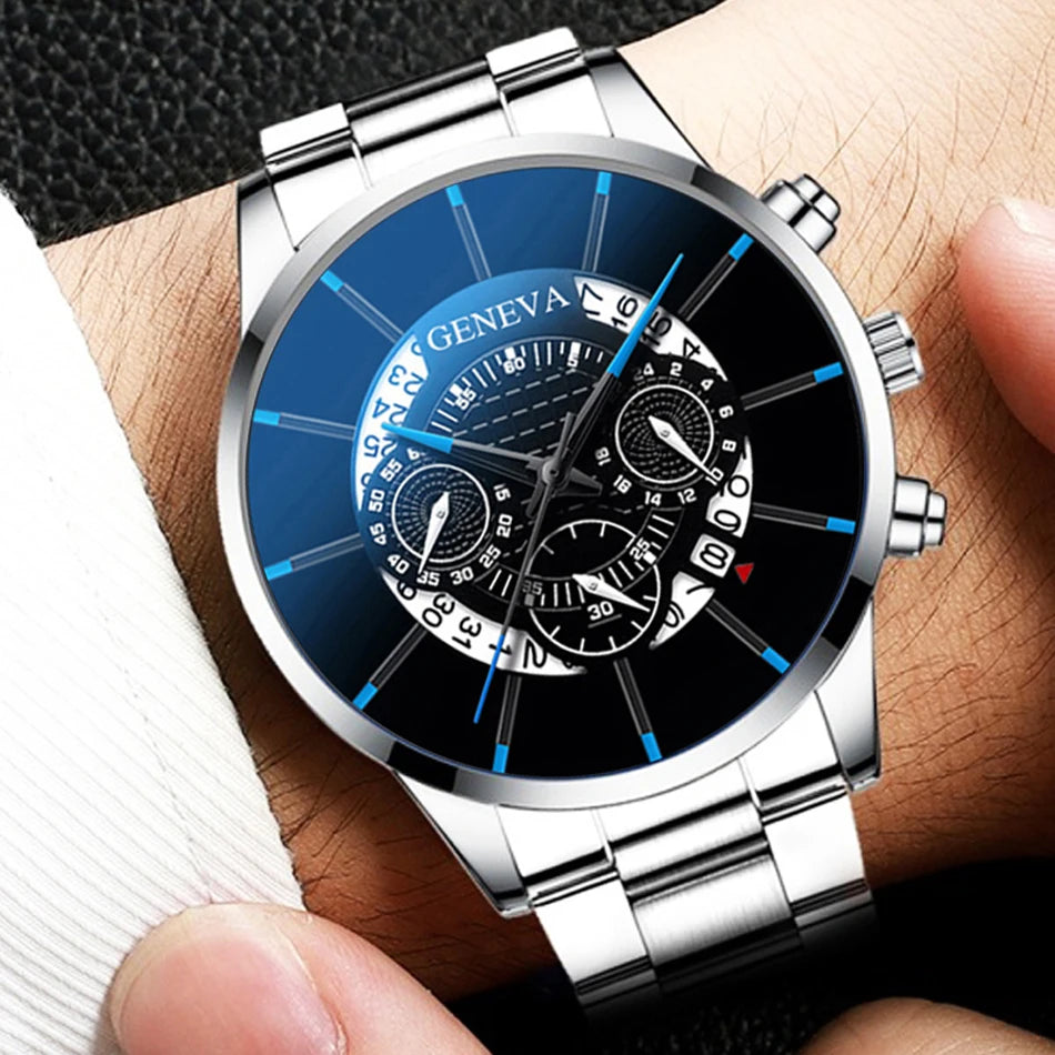 Men's Wristwatch Quartz Golden Color Luxury Business 3 Eyes Watches Mens Fashion Steel Band Male Clock Gift Relogio Masculino