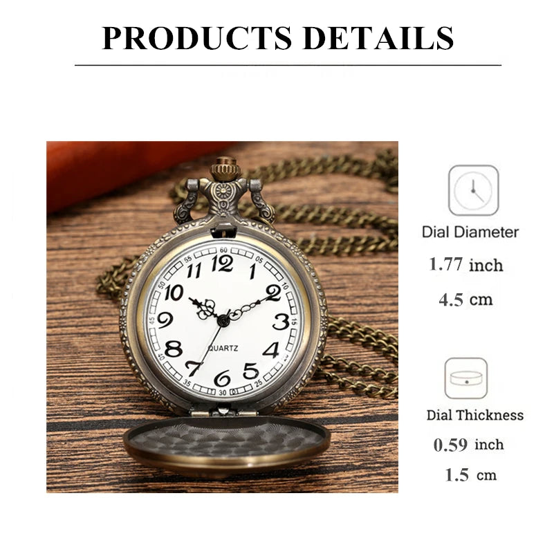 Vintage FIRE Fighter Quartz Pocket Watch Bronze Firemen Clock With Necklace Chain Men Male GIfts Exquisite Relojes