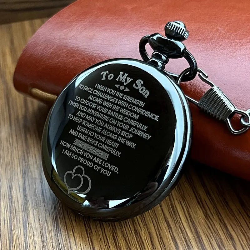 To MY SON Gifts Pocket Watch,High Quality Clock Quartz Waist Chain Pocket Watches Pendant Exquisite Masculino Relogio Best Wish