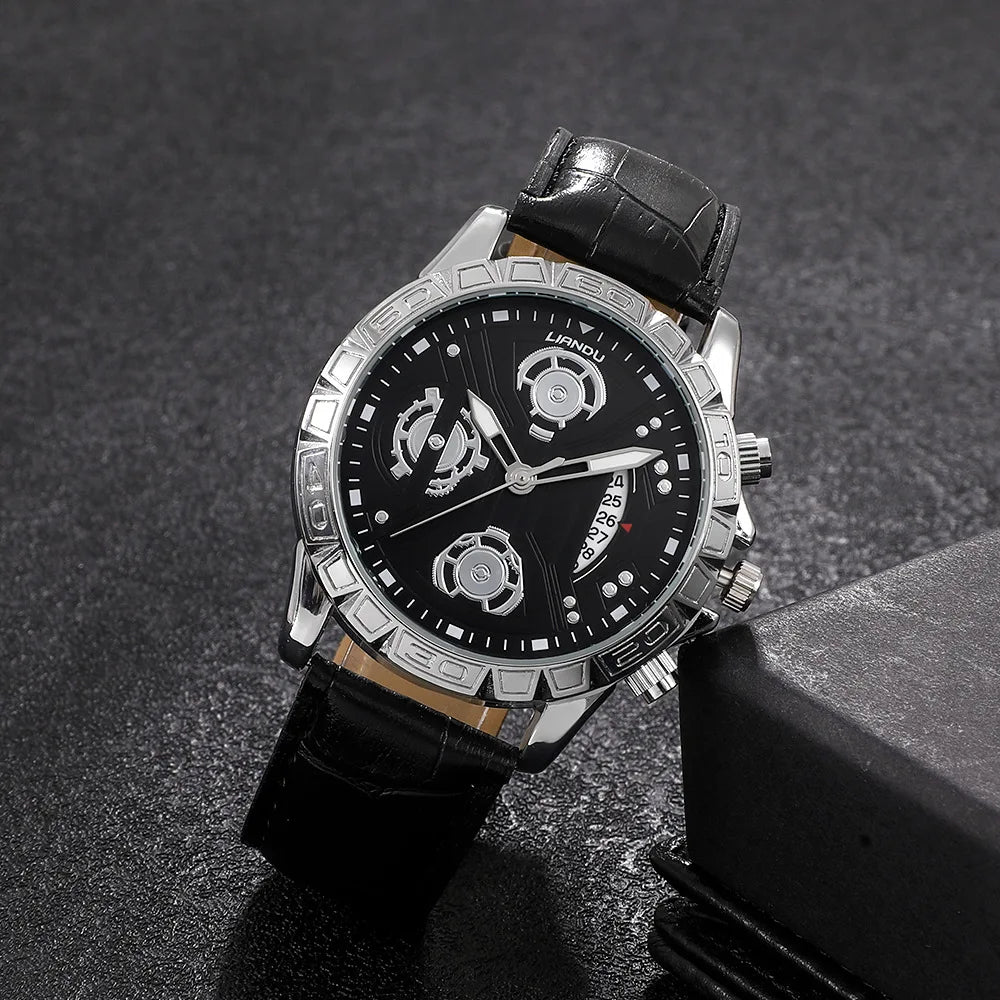 Mens Watches Luxury Exquisite Male Leather Quartz Wristwatch Business Gentle Clock Casual Relogio Masculino Fashion Saati Gift