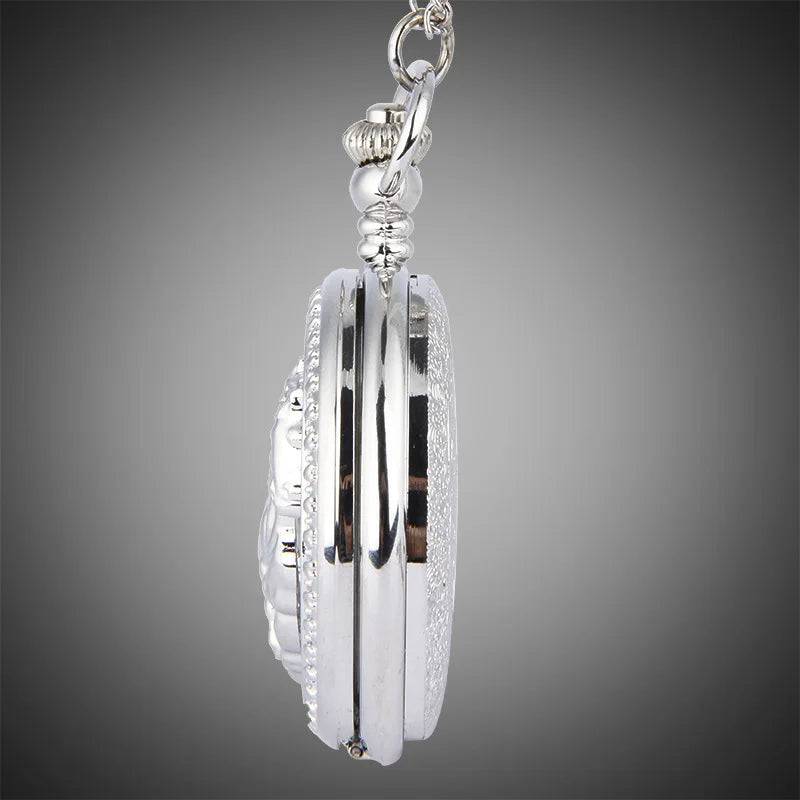 Animal Horse Pocket Watch Mens Male Silver Hollow Elegant Pocketwatch With Chain Masculino Relogio Vintage Dad's Gift Clock