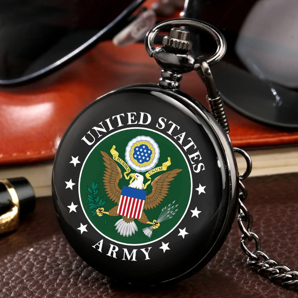 Vintage US Army Eagle Waist Chain Pendant Quartz Pocket Watch Best Collectible Souvenir Gift for Male Men Female KIds Relógio