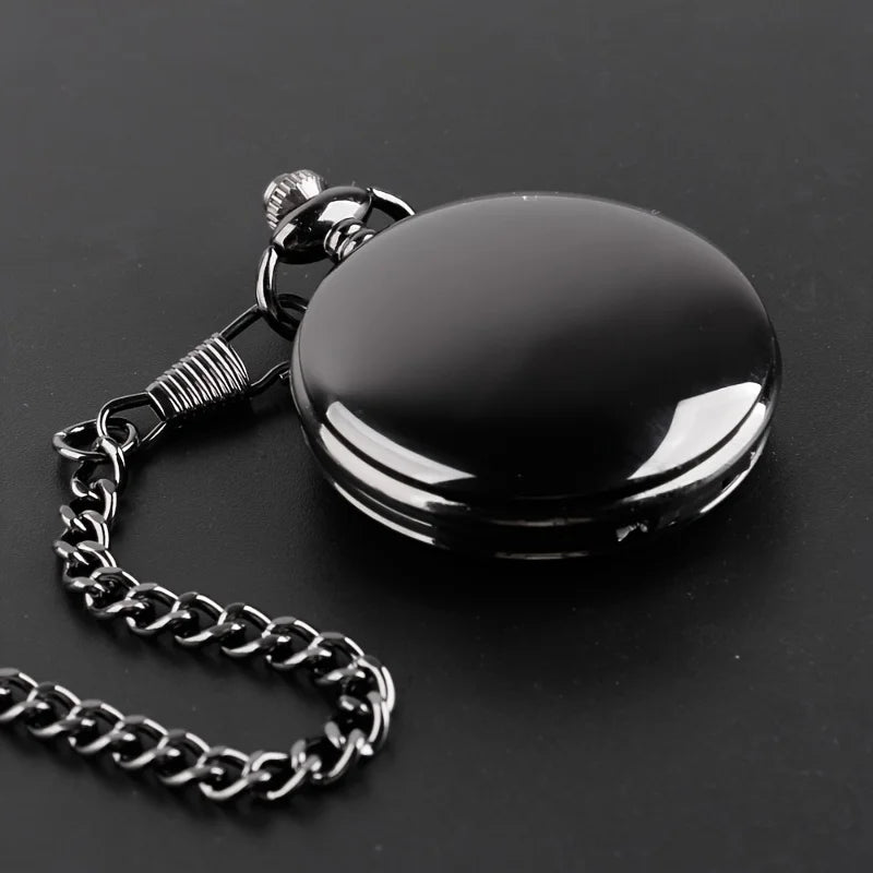 "To My BROTHER" Exquisite Black Quartz Pocket Watch Vintage Fashion Necklace Chain Watch Birthday Best Gift For Family Friends