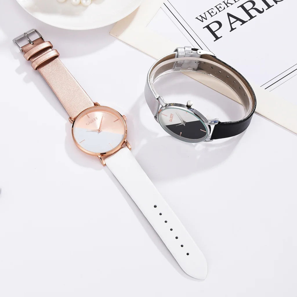 Female Women Watches Minimalist Leather Rose Gold Clock Simple Design Elegant Mix Color Wristwatch Fashion Ladies Quartz Relojes