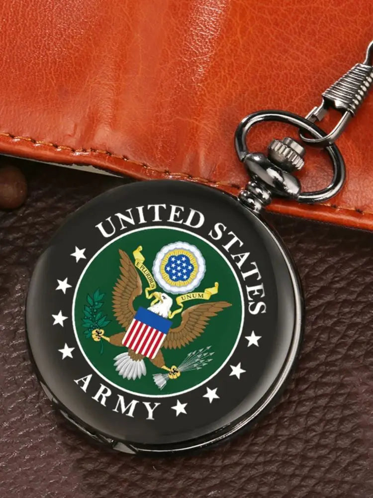 Vintage US Army Eagle Waist Chain Pendant Quartz Pocket Watch Best Collectible Souvenir Gift for Male Men Female KIds Relógio