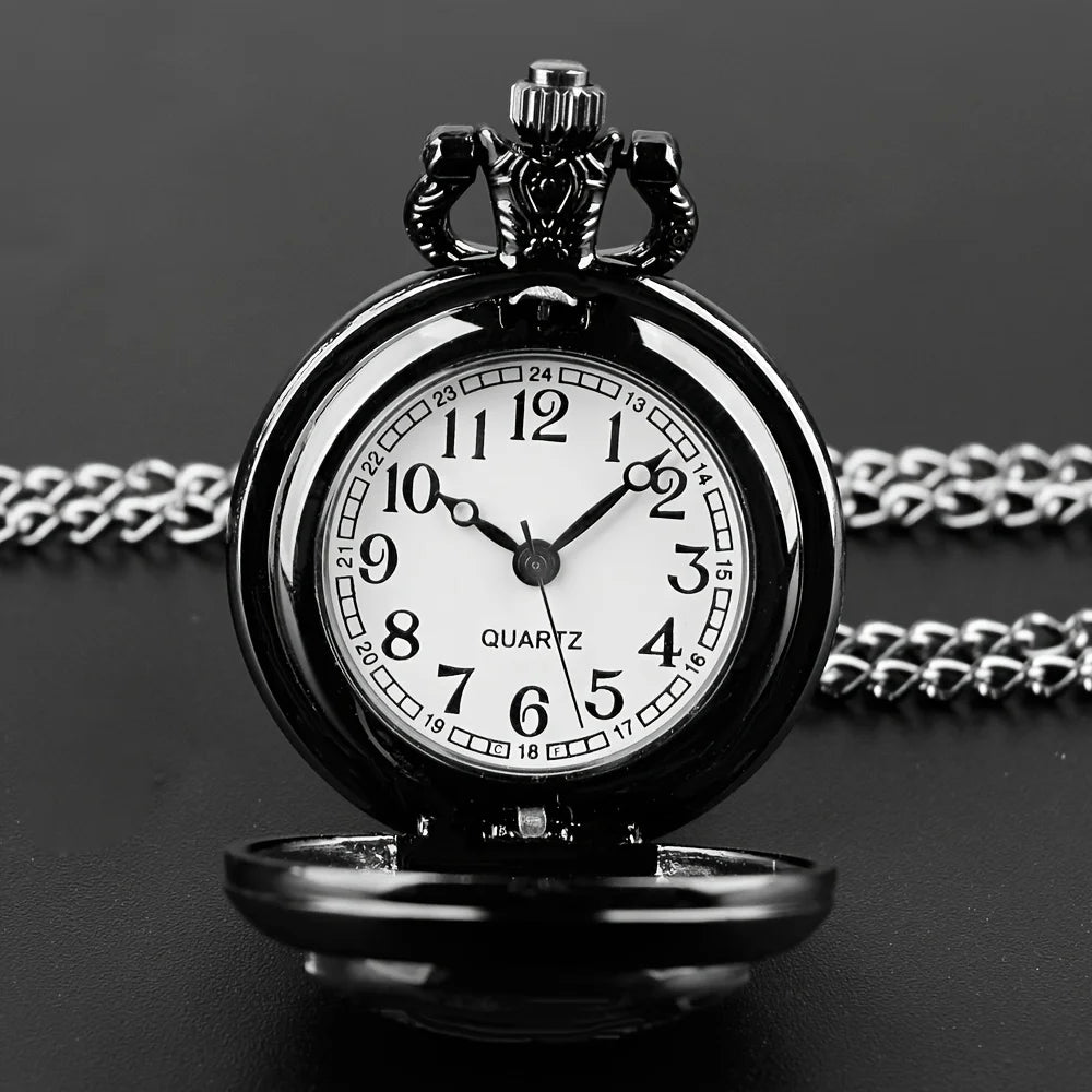 Retro Unique Silvery Horse Animal Design Necklace Pendant Quartz Pocket Watch, Cool Exquisite Accessory for Men Women and Kids