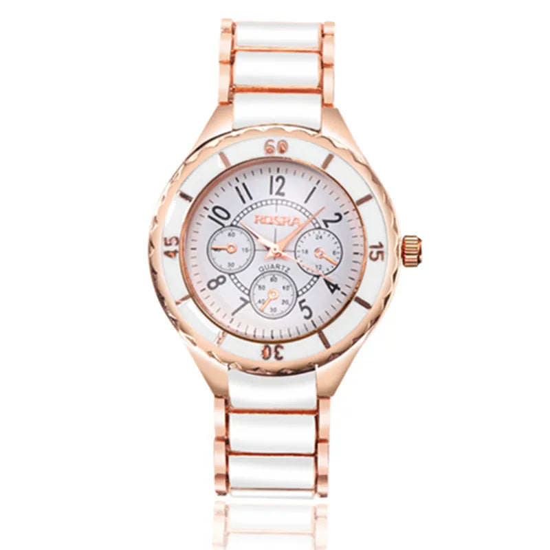 Rose Gold White Watch Women Watch Classic Steel Ceramic Ladies Wristwatch Clock Reloj Mujer Montre Female Relogio Feminino Saati