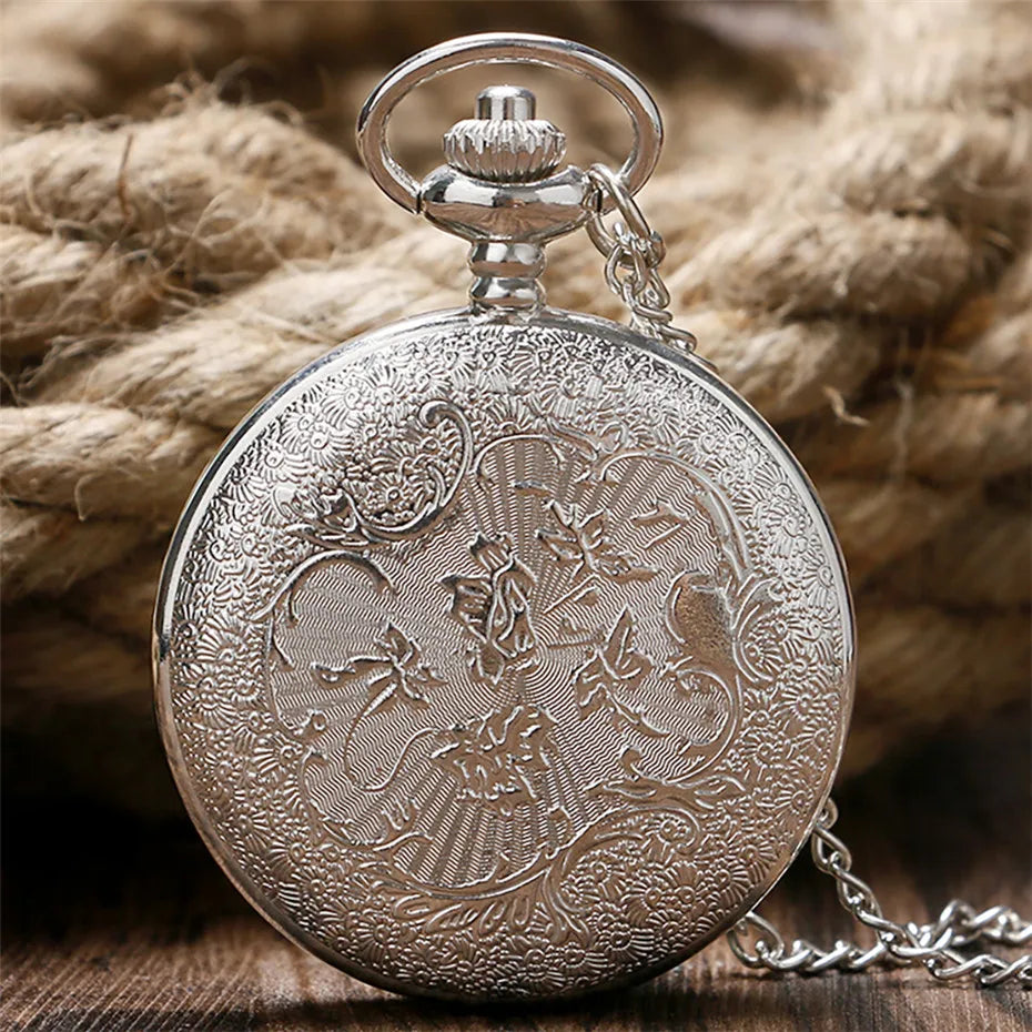 Hollow Exquisite Running Golden Horse Quartz Pocket Watch With Necklace Chain Gift for Male Women Chronograph Hombre Relojes