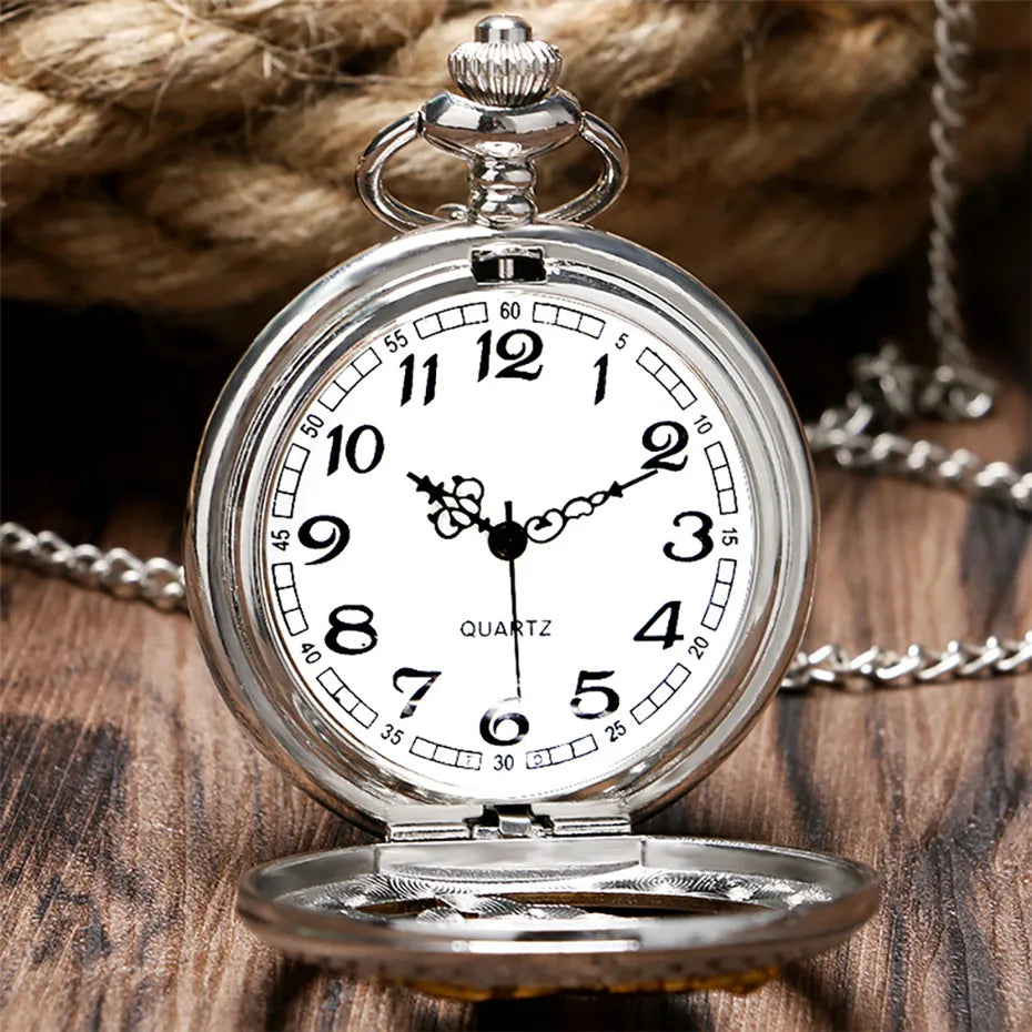 Hollow Exquisite Running Golden Horse Quartz Pocket Watch With Necklace Chain Gift for Male Women Chronograph Hombre Relojes