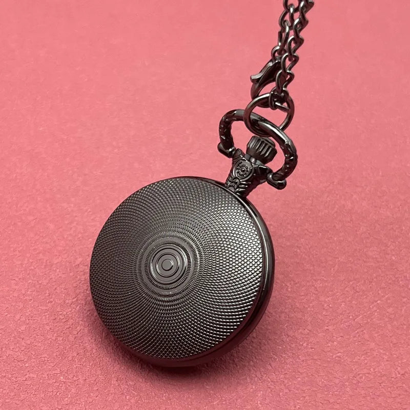 Vintage-Style Crow Skull Exquisite Pocket Watch - Quartz Movement, Round Dial, Unique Black Necklace Souvenir Gift For Children