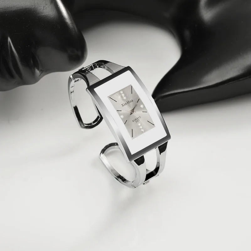 New Women Bracelet Watch Crystal Quartz Fashion Silver Wristwatch Casual Drop Ship Relogio Stainless Steel Mujer Bangle Clock