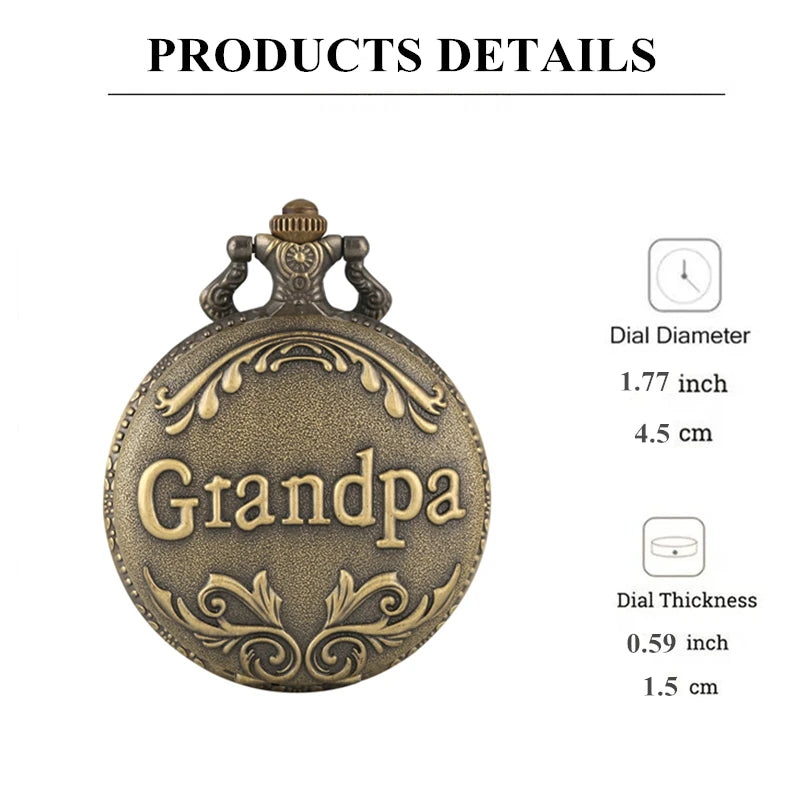 Vintage Bronze Grandpa Theme Pocket Watch Men's Quartz Creative Gift Watch for Your Lover Exquisite Watches Best Gifts