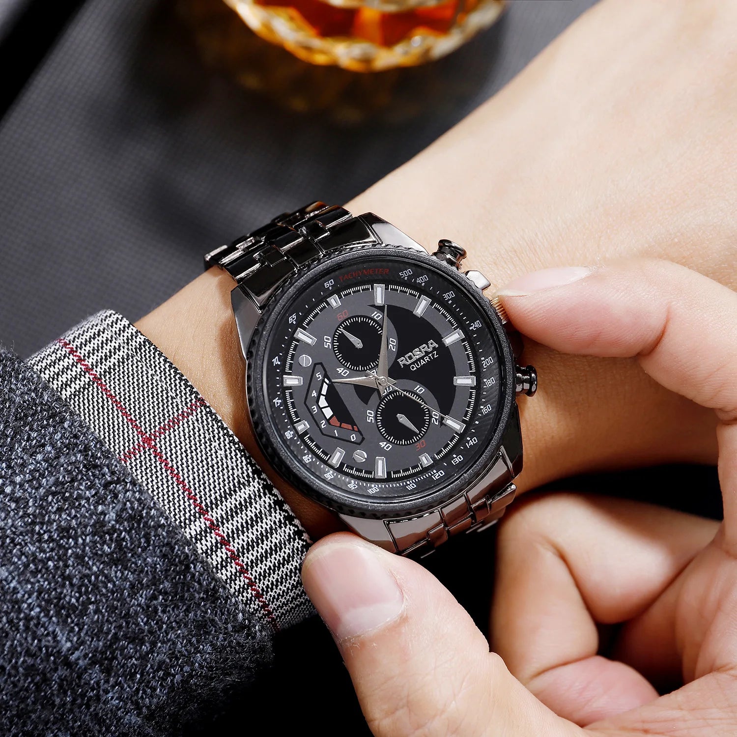Men Quartz Watches Luxury Black Cool Casual Relojes Business Wristwatch Stainless Steel Watch Male Masculino Relogio Clock