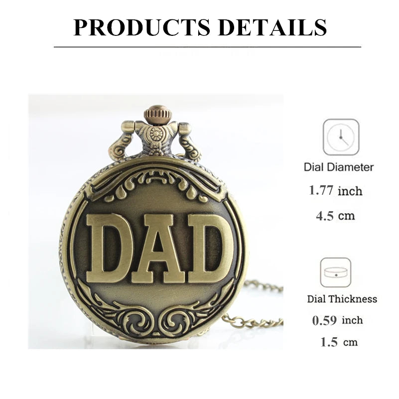 Vintage Pocket Watch For DAD Father Classic Copper Watch With Chain Exquisite Hombre Saati Masculino Relogio Best Gift Clock