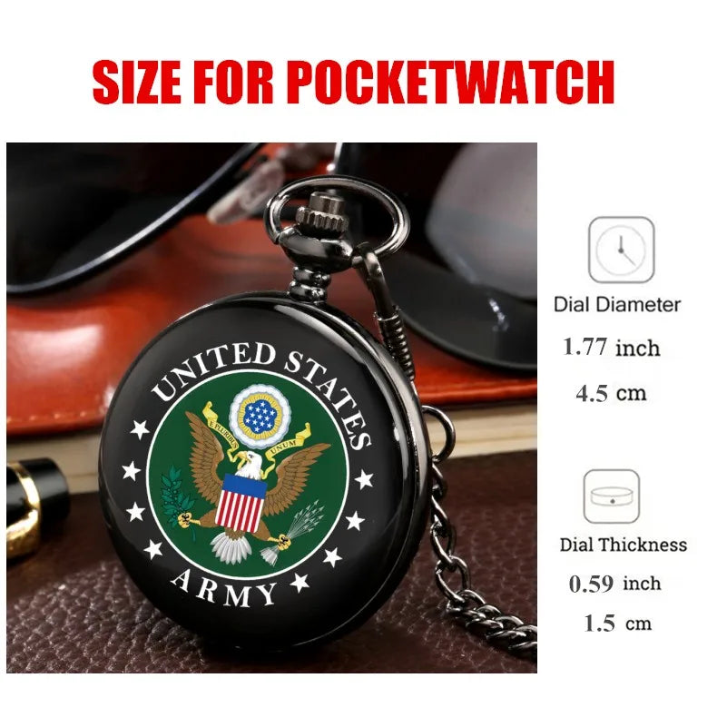 Vintage US Army Eagle Waist Chain Pendant Quartz Pocket Watch Best Collectible Souvenir Gift for Male Men Female KIds Relógio