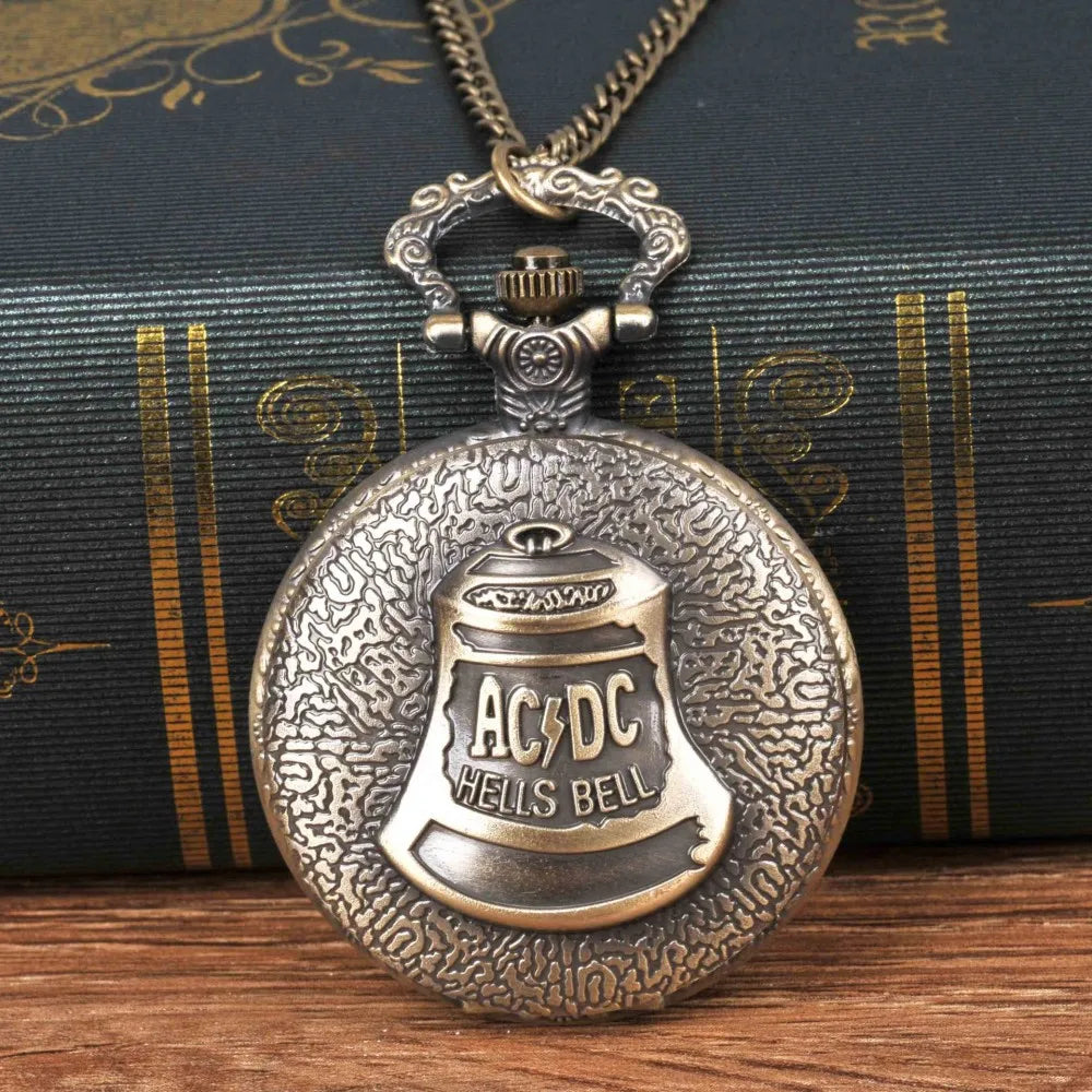 Retro Vintage ACDC Hells Bell Theme  Pendant Quartz Pocket WatchFor Men Children Gifts Masculino Relogio