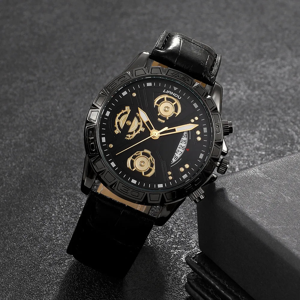 Mens Watches Luxury Exquisite Male Leather Quartz Wristwatch Business Gentle Clock Casual Relogio Masculino Fashion Saati Gift