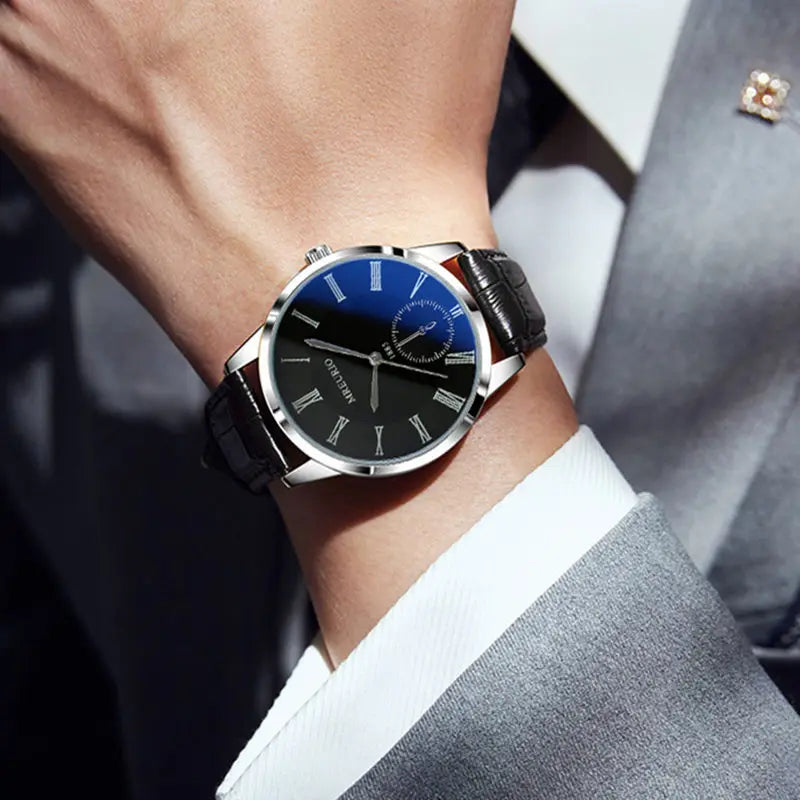 New Mens Simple Casual Wristwatch Elegant Quartz Leather Strap Watches Masculino Relogio Out-door Fashion Male Clock Relojes