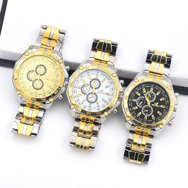 Men Watches Quartz Silver-gold Stainless Steel Wristwatch Male Clock Classic Dress Business Relojes Saati Masculino Relogio